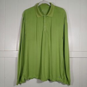 Coolibar Mens UPF 50+ Long Sleeve Polo Shirt Sun Protection Cooltect Large Green